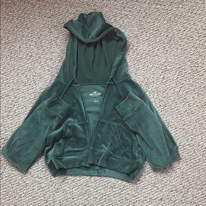 Hollister Green Hooded Jacket Cozy Fleece Casual